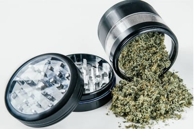 photo of cannabis grinder and ground cannabis flower on Careers in Cannabis